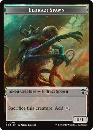 Eldrazi Spawn // Worm Double-Sided Token (SOC-1 // 26) - Commander: Secrets of Strixhaven Foil