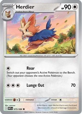 Herdier 075/086  - Reverse Holofoil SV White Flare - Common