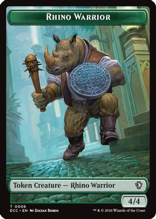 Rhino Warrior // Elemental (0010) Double-Sided Token (ECC-6 // 10) - Commander: Lorwyn Eclipsed Foil