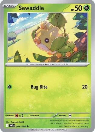 Sewaddle 001/086 - Reverse Holofoil SV White Flare - Common