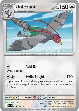 Unfezant 073/086 - Holofoil SV Black Bolt - Uncommon
